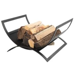 23 In. W Matte Black Modern Metropolis Fireplace Rack With Geometric Design 10 23 In. W Matte Black Modern Metropolis Fireplace Rack With Geometric Design -Fire Place Store achla designs firewood racks lcr 14 1f 1000