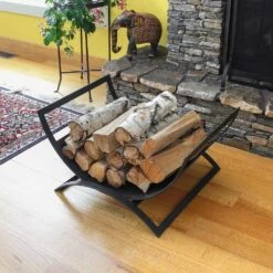 23 In. W Matte Black Modern Metropolis Fireplace Rack With Geometric Design 11 23 In. W Matte Black Modern Metropolis Fireplace Rack With Geometric Design -Fire Place Store achla designs firewood racks lcr 14 44 1000