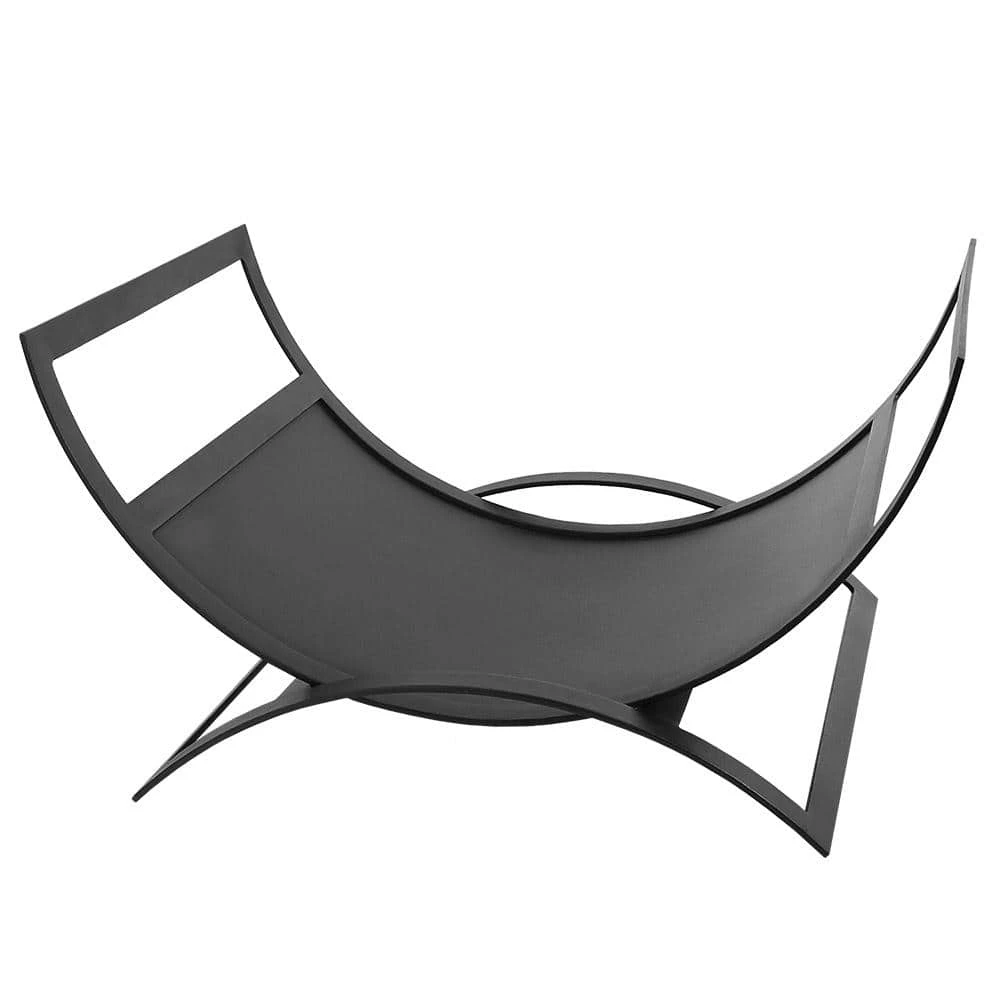 23 In. W Matte Black Modern Metropolis Fireplace Rack With Geometric Design 1 23 In. W Matte Black Modern Metropolis Fireplace Rack With Geometric Design