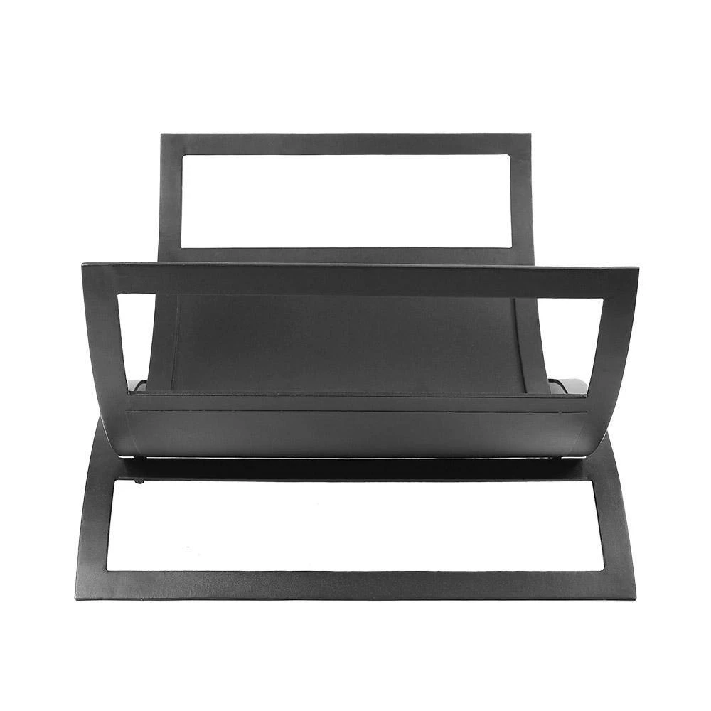 23 In. W Matte Black Modern Metropolis Fireplace Rack With Geometric Design 2 23 In. W Matte Black Modern Metropolis Fireplace Rack With Geometric Design - Image 2
