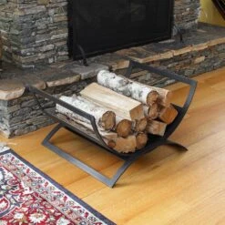 23 In. W Matte Black Modern Metropolis Fireplace Rack With Geometric Design 12 23 In. W Matte Black Modern Metropolis Fireplace Rack With Geometric Design -Fire Place Store achla designs firewood racks lcr 14 fa 1000