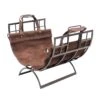 20.5 In. L Roman Bronze And Brown Arts And Craft Firewood Rack With Suede Carrier