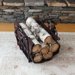 16 In. L Graphite Wright Design Wood Holder With Suede Carrier 7 16 In. L Graphite Wright Design Wood Holder With Suede Carrier -Fire Place Store achla designs firewood racks lcw 16c 4f 1000