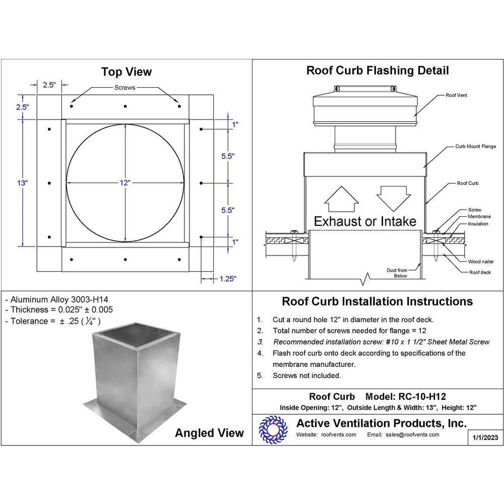 Box Is 13 In. Wide X 13 In. Long X 12 In. High Aluminum Roof Curb 2 Box Is 13 In. Wide X 13 In. Long X 12 In. High Aluminum Roof Curb - Image 2
