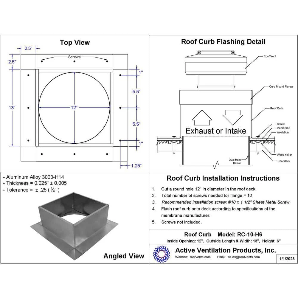 Box Is 13 In. Wide X 13 In. Long X 6 In. High Aluminum Roof Curb 2 Box Is 13 In. Wide X 13 In. Long X 6 In. High Aluminum Roof Curb - Image 2