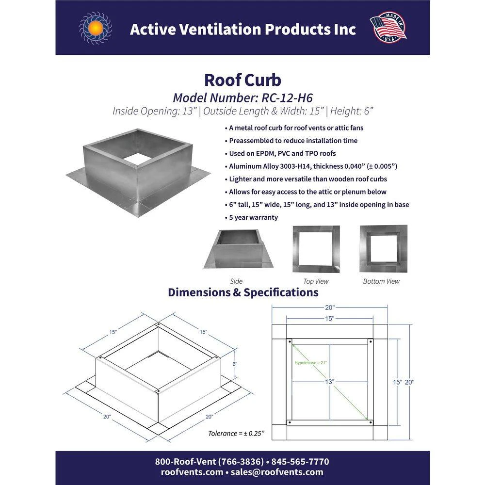 Box Is 15 In. Wide X 15 In. Long X 6 In. High Aluminum Roof Curb 2 Box Is 15 In. Wide X 15 In. Long X 6 In. High Aluminum Roof Curb - Image 2