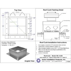 Box Is 15 In. Wide X 15 In. Long X 6 In. High Aluminum Roof Curb 11 Box Is 15 In. Wide X 15 In. Long X 6 In. High Aluminum Roof Curb -Fire Place Store active ventilation rooftop venting rc 12 h6 66 1000