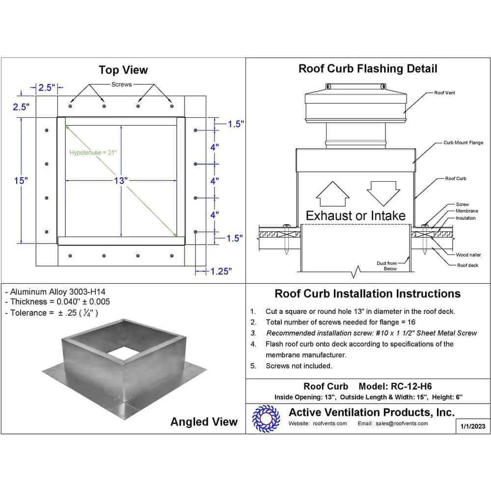Box Is 15 In. Wide X 15 In. Long X 6 In. High Aluminum Roof Curb 3 Box Is 15 In. Wide X 15 In. Long X 6 In. High Aluminum Roof Curb - Image 3