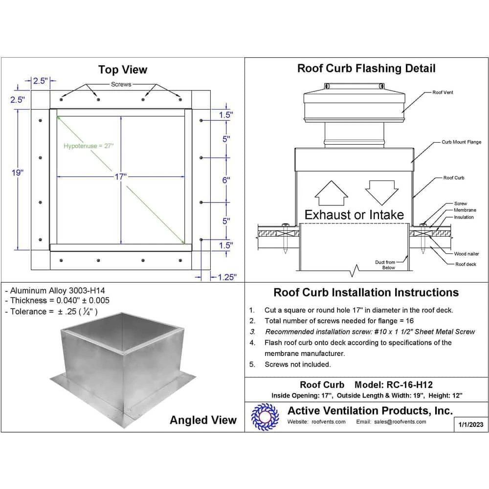 Box Is 19 In. Wide X 19 In. Long X 12 In. High Aluminum Roof Curb 2 Box Is 19 In. Wide X 19 In. Long X 12 In. High Aluminum Roof Curb - Image 2