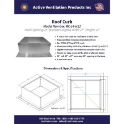 Box Is 27 In. Wide X 27 In. Long X 12 In. High Aluminum Roof Curb -Fire Place Store active ventilation rooftop venting rc 24 h12 76 1000