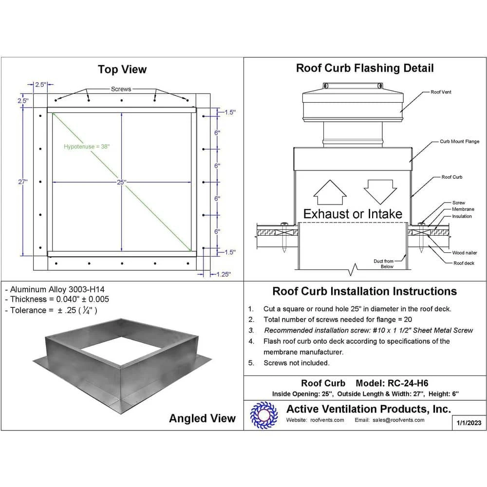 Box Is 27 In. Wide X 27 In. Long X 6 In. High Aluminum Roof Curb 2 Box Is 27 In. Wide X 27 In. Long X 6 In. High Aluminum Roof Curb - Image 2