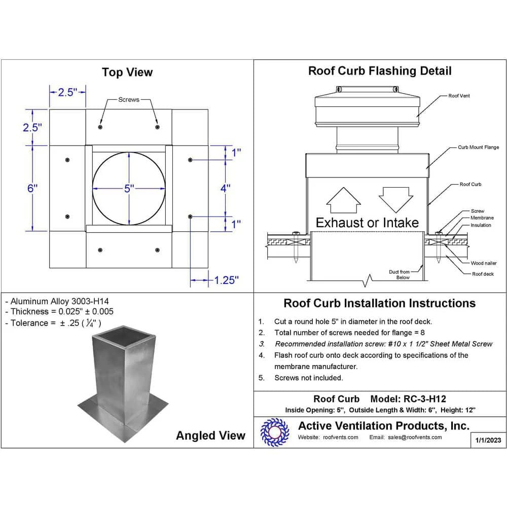 Box Is 6 In. Wide X 6 In. Long X 12 In. High Aluminum Roof Curb 2 Box Is 6 In. Wide X 6 In. Long X 12 In. High Aluminum Roof Curb - Image 2