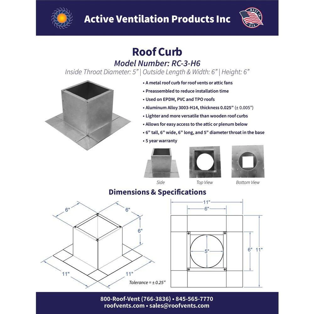 Box Is 6 In. Wide X 6 In. Long X 6 In. High Aluminum Roof Curb 3 Box Is 6 In. Wide X 6 In. Long X 6 In. High Aluminum Roof Curb - Image 3