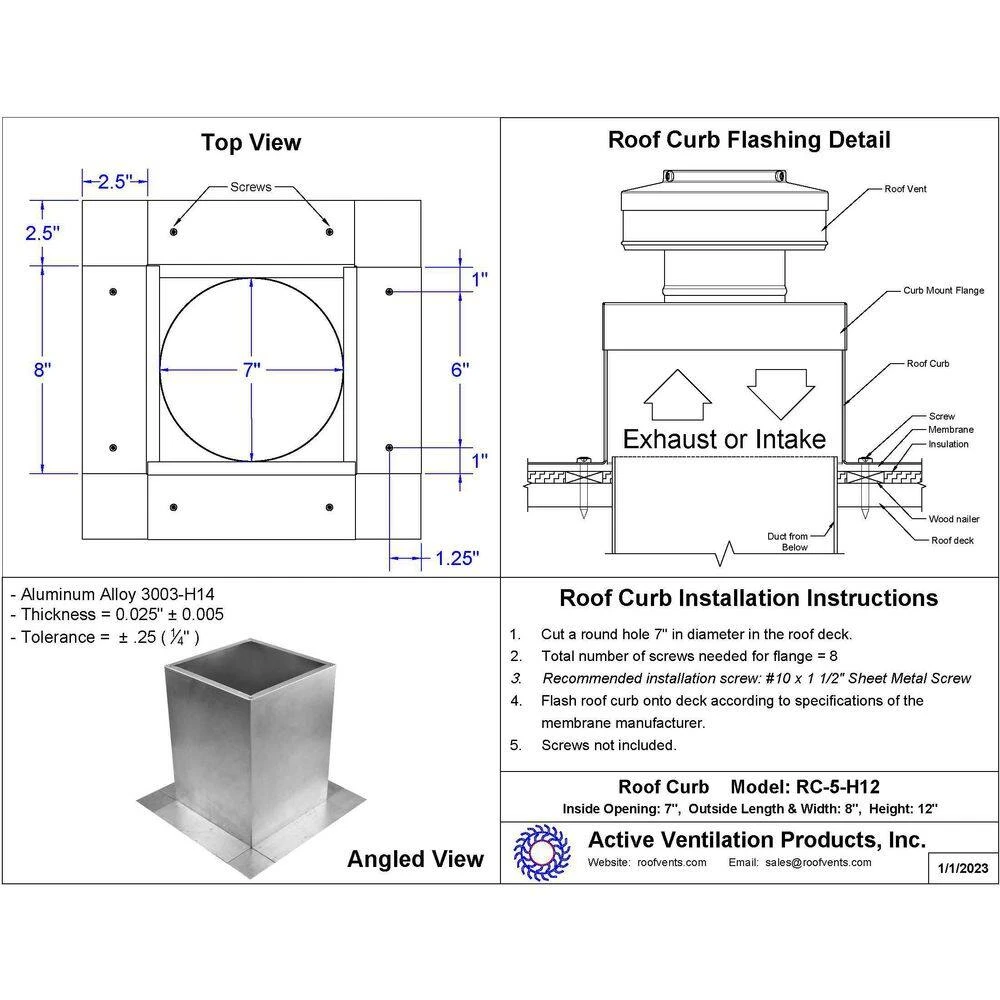 Box Is 8 In. Wide X 8 In. Long X 12 In. High Aluminum Roof Curb 2 Box Is 8 In. Wide X 8 In. Long X 12 In. High Aluminum Roof Curb - Image 2