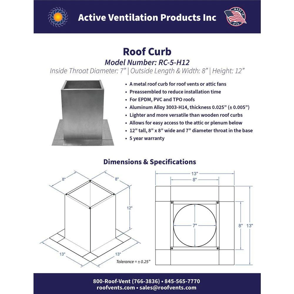 Box Is 8 In. Wide X 8 In. Long X 12 In. High Aluminum Roof Curb 7 Box Is 8 In. Wide X 8 In. Long X 12 In. High Aluminum Roof Curb - Image 7