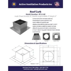 Box Is 9 In. Wide X 9 In. Long X 6 In. High Aluminum Roof Curb -Fire Place Store active ventilation rooftop venting rc 6 h6 66 1000