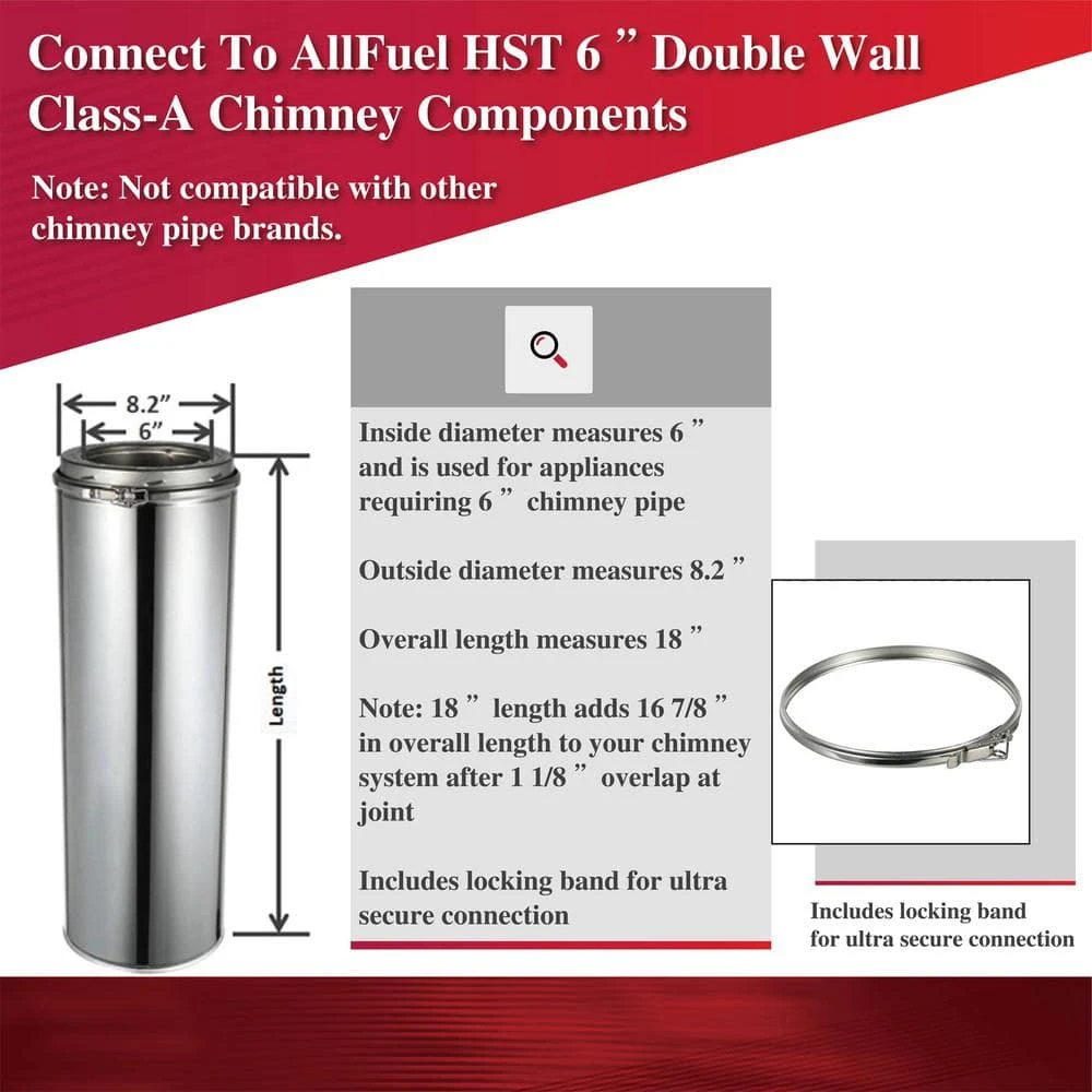 6 In. X 48 In. Double Wall Chimney Pipe 2 6 In. X 48 In. Double Wall Chimney Pipe - Image 2