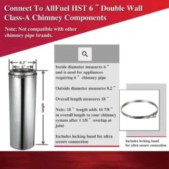 6 In. X 6 In. Double Wall Chimney Pipe -Fire Place Store allfuel hst chimney pipe bl ev rb sht6ss6 c3 1000