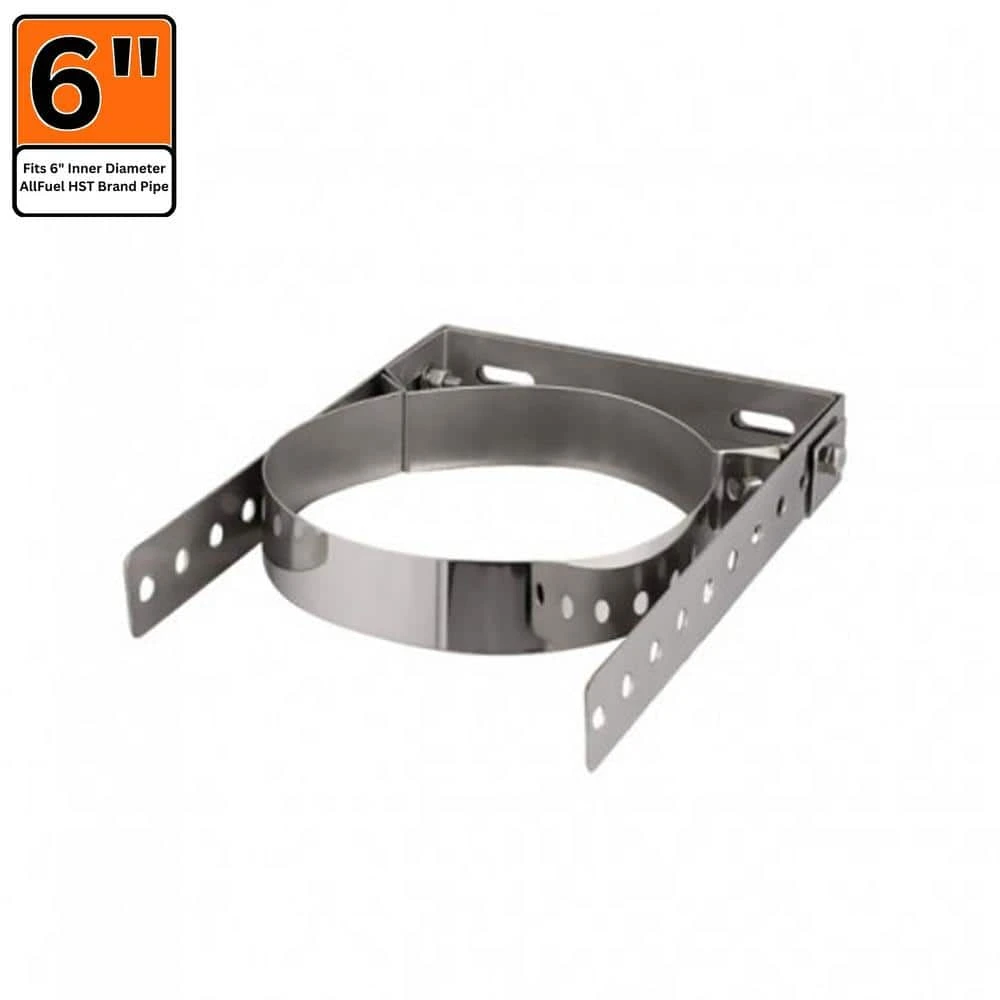 6 In. Adjustable Wall Bracket For Double Wall Chimney Pipe 1 6 In. Adjustable Wall Bracket For Double Wall Chimney Pipe