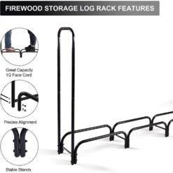 8 Ft. Heavy-Duty Indoor Outdoor Firewood Rack Log Rack Wood Rack -Fire Place Store alpulon firewood racks zmwv225 fa 1000
