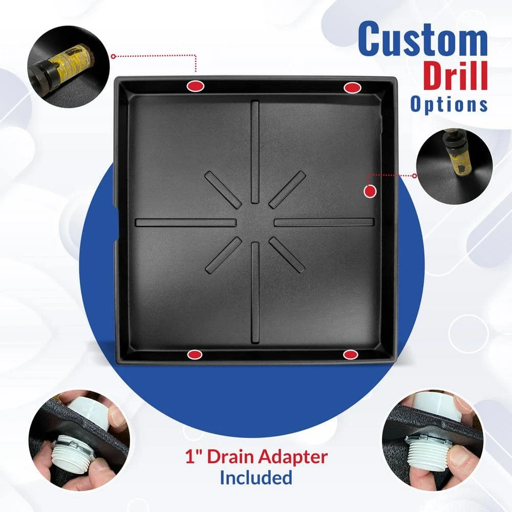 36 In. X 36 In. Heavy Duty Plastic HVAC Condensate Drain Pan With Drain Hose Adapter 4 36 In. X 36 In. Heavy Duty Plastic HVAC Condensate Drain Pan With Drain Hose Adapter - Image 4