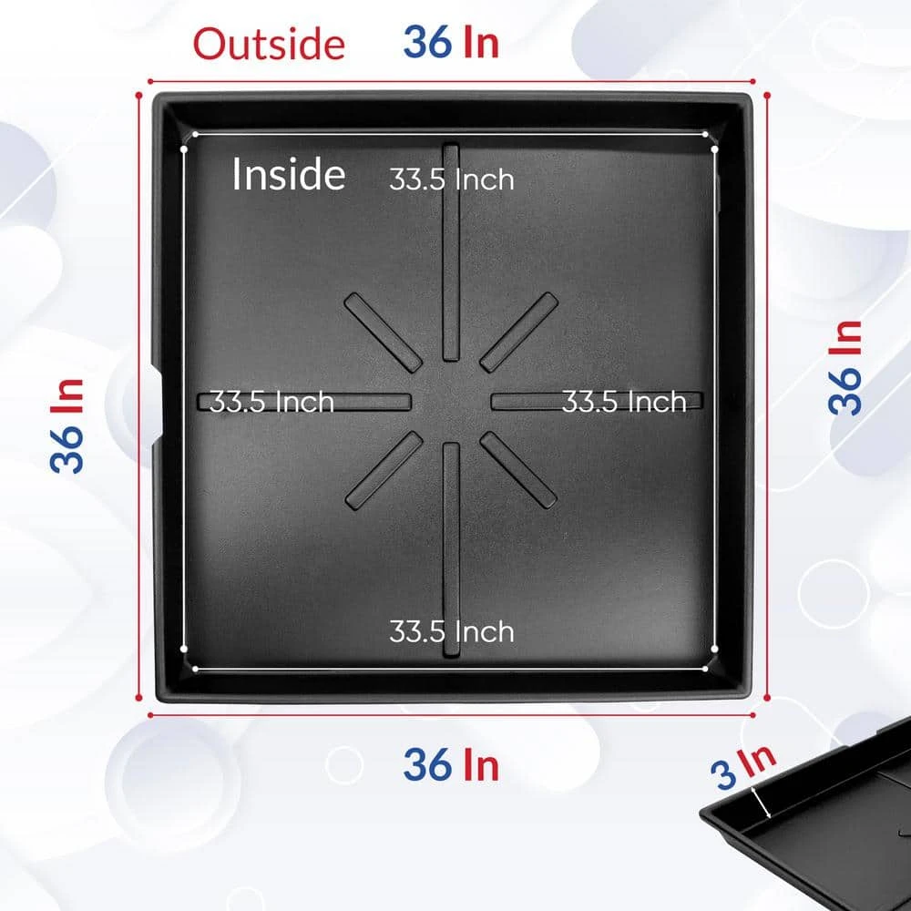 36 In. X 36 In. Heavy Duty Plastic HVAC Condensate Drain Pan With Drain Hose Adapter 2 36 In. X 36 In. Heavy Duty Plastic HVAC Condensate Drain Pan With Drain Hose Adapter - Image 2