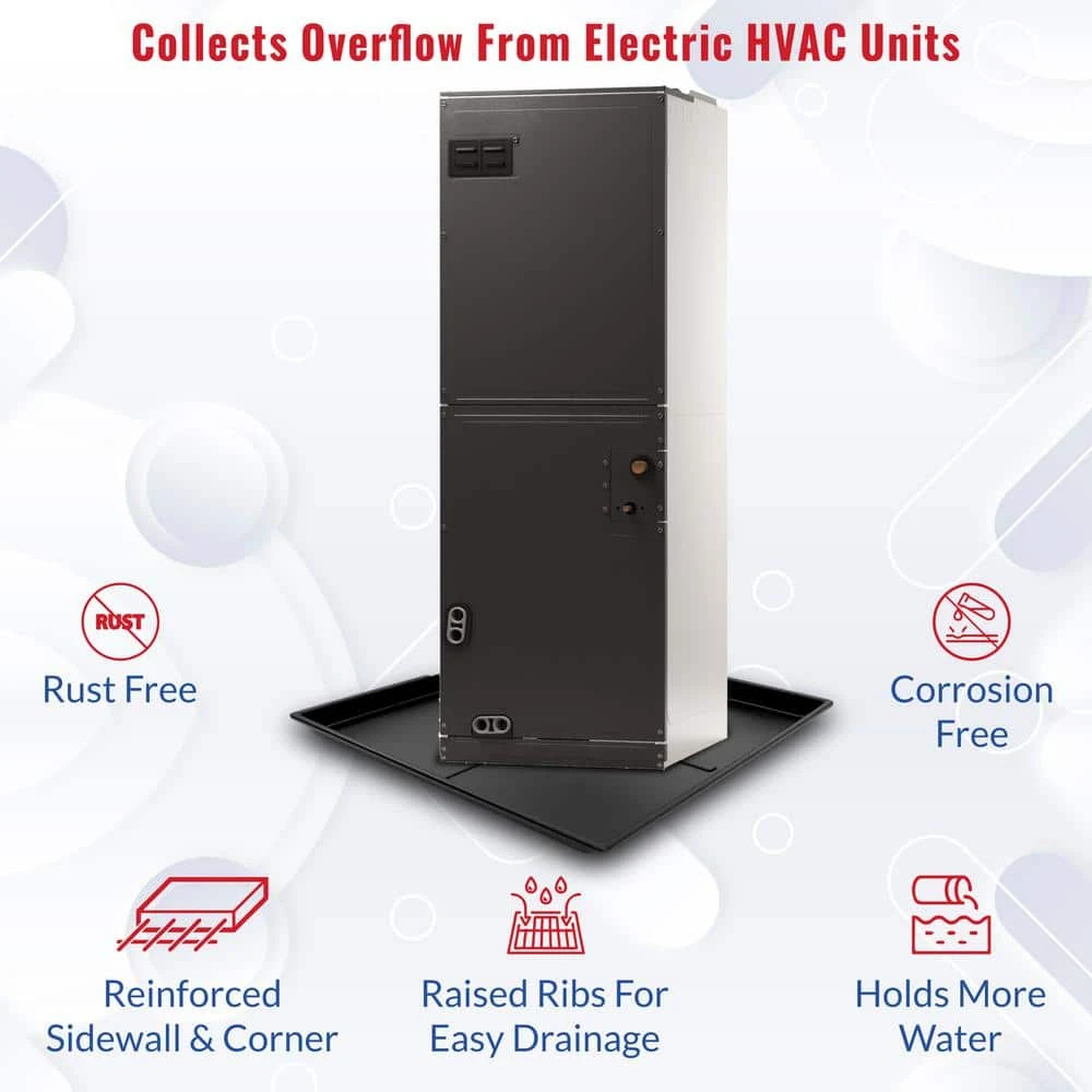 36 In. X 36 In. Heavy Duty Plastic HVAC Condensate Drain Pan With Drain Hose Adapter 6 36 In. X 36 In. Heavy Duty Plastic HVAC Condensate Drain Pan With Drain Hose Adapter - Image 6