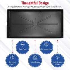 64 In. X 34 In. Heavy Duty Plastic HVAC Condensate Drain Pan W/ Drain Hose Adapter -Fire Place Store american built pro grow room ventilation cpd6030 p1 44 1000