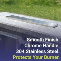 48 In. X 6 In. Stainless Steel Cover Linear Drop-In Fire Pit Pan -Fire Place Store american fire glass fire pit covers and accessories ss cv lcb 48 1f 1000