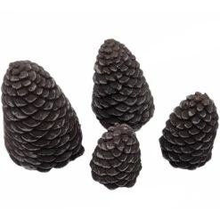 Pine Cone Set For Gas Fireplace, Hand Painted Concrete (4-Piece) -Fire Place Store american gas log ash buckets hd cones 4 c3 1000