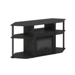 Jensen 47.09 In. Freestanding Wood Smart Electric Corner Fireplace TV Stand In Americano/Black -Fire Place Store americano black furinno fireplace tv stands 23161ambk fa 1000