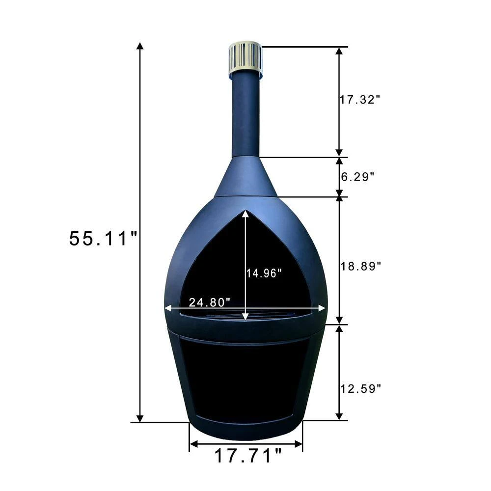 55.11 In. H Outdoor Fireplace Wood Chiminea Burning Fire Pits With Wood Storage 5 55.11 In. H Outdoor Fireplace Wood Chiminea Burning Fire Pits With Wood Storage - Image 5