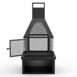 42 In. Outdoor Fireplace Wood Chiminea Burning Fire Pits With Wood Storage -Fire Place Store amity trun llc chimineas pf02frisco 1f 1000