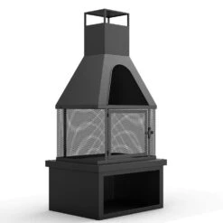42 In. Outdoor Fireplace Wood Chiminea Burning Fire Pits With Wood Storage -Fire Place Store amity trun llc chimineas pf02frisco 4f 1000