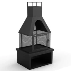 42 In. Outdoor Fireplace Wood Chiminea Burning Fire Pits With Wood Storage -Fire Place Store amity trun llc chimineas pf02frisco c3 1000