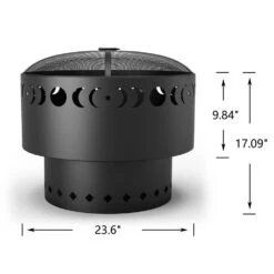 23 In. Dia Moon Phase Outdoor Wood Burning Fire Stove With Cover -Fire Place Store amity trun llc outdoor fireplaces pf04wonder3 66 1000