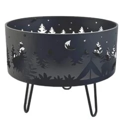 23 In. Dia ALABAMA Outdoor Wood Burning Fire Stove In Black With Cover