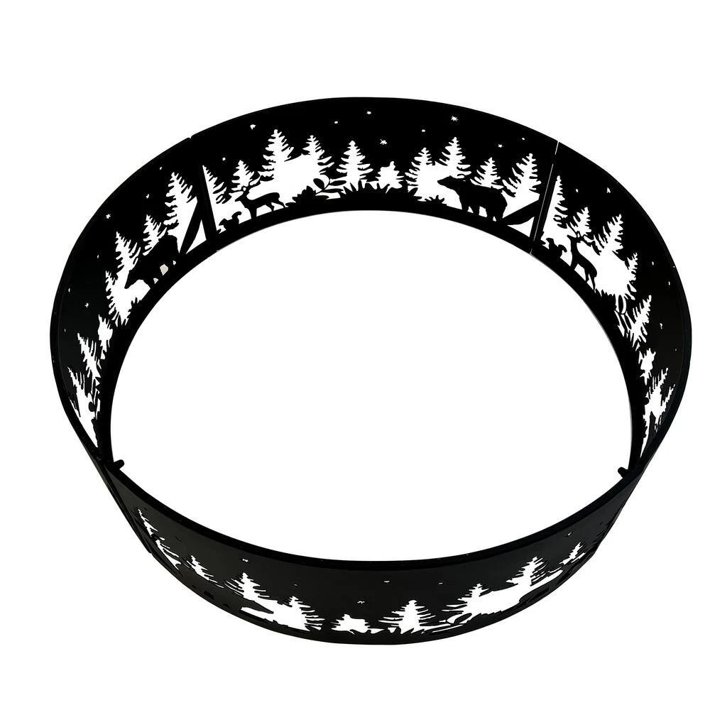 34 In. X 10 In. Outdoor Wood Burning Fire Ring In Black, Campsite 4 34 In. X 10 In. Outdoor Wood Burning Fire Ring In Black, Campsite - Image 4