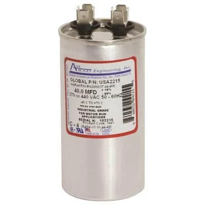 Round USA Made Motor Run Capacitor, 40 MFD, 370/440 VAC 1 Round USA Made Motor Run Capacitor, 40 MFD, 370/440 VAC