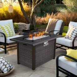 50,000 BTU Wicker-Woven Volcano Fire Table -Fire Place Store anti rust coated steel sunneday gas fire pits fp 002 44 1000