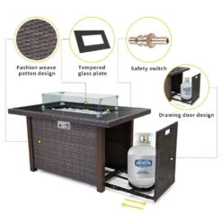 50,000 BTU Wicker-Woven Volcano Fire Table -Fire Place Store anti rust coated steel sunneday gas fire pits fp 002 4f 1000