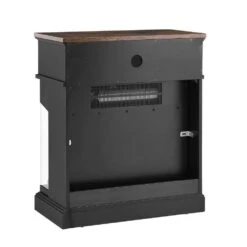 25 In. Freestanding Electric Fireplace Stove, Stand Side Table With 3-Sided Glass Fireplace Insert In Antique Black -Fire Place Store antique black toolcat freestanding electric fireplaces mgg70 10 eh 1f 1000