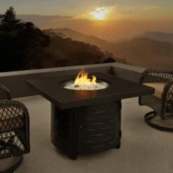Henley 42 In. X 24.5 In. Square Aluminum LPGNG Fire Pit Kit -Fire Place Store antique bronze fire sense fire pit kits 63225 31 1000