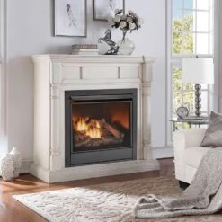 FDI32R-M-AW Full Size Dual Fuel Ventless Fireplace - 32,000 BTU, Remote Control, Antique White Finish -Fire Place Store antique white duluth forge gas fireplaces 179200 d4 1000