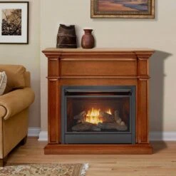 26,000 BTU Vent Free Natural Gas Fireplace System And Apple Spice Mantel With Remote Control -Fire Place Store apple spice duluth forge gas fireplaces 170615 31 1000