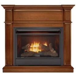 26,000 BTU Vent Free Natural Gas Fireplace System And Apple Spice Mantel With Remote Control