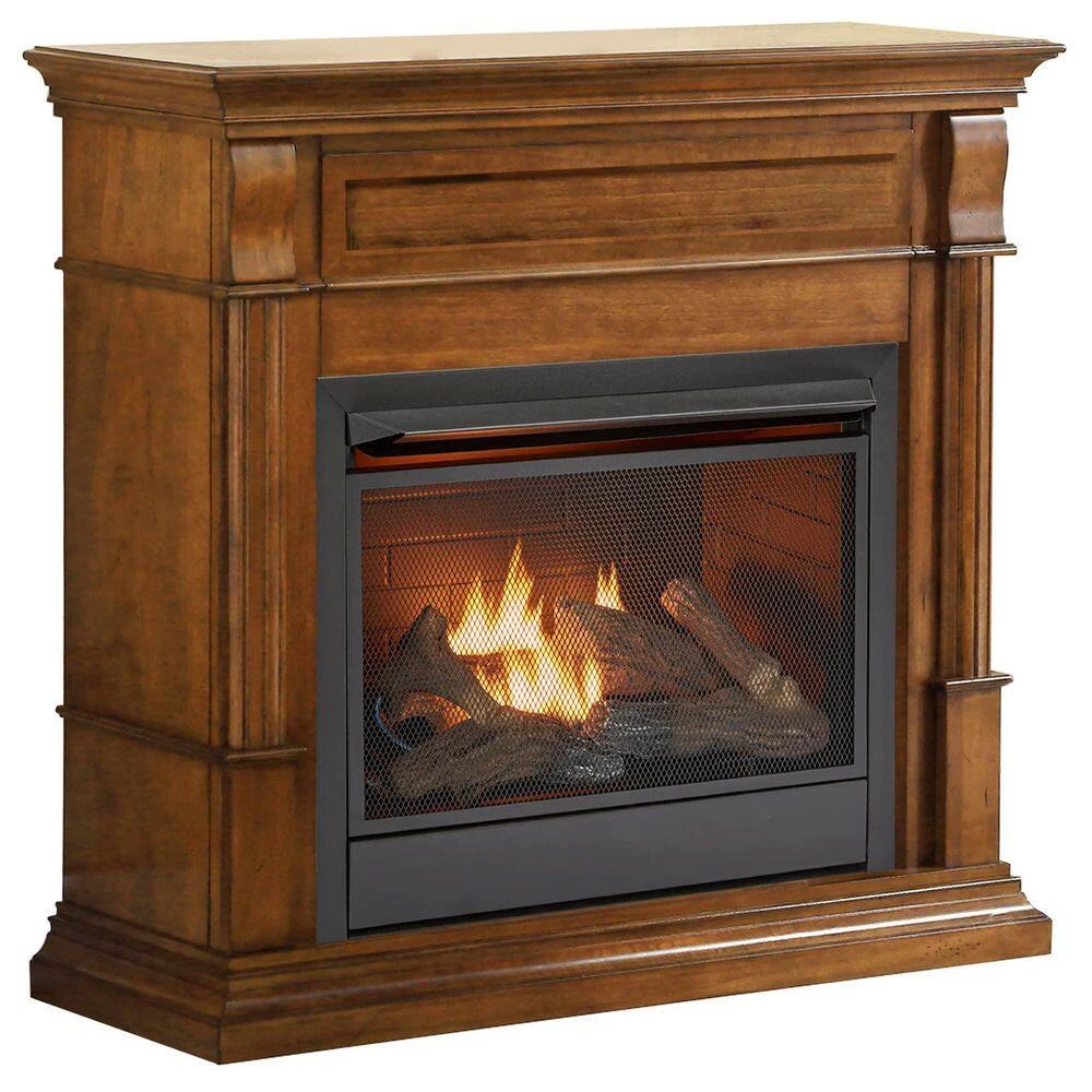 26,000 BTU Vent Free Natural Gas Fireplace System And Apple Spice Mantel With Thermostat 2 26,000 BTU Vent Free Natural Gas Fireplace System And Apple Spice Mantel With Thermostat - Image 2