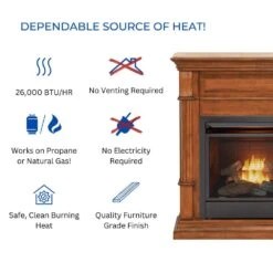 Dual Fuel Ventless Gas Fireplace - 26,000 BTU, T-Stat Control, Apple Spice Finish, Model DFS-300T-3AS -Fire Place Store apple spice duluth forge gas fireplaces 179208 4f 1000