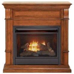 Dual Fuel Ventless Gas Fireplace - 26,000 BTU, T-Stat Control, Apple Spice Finish, Model DFS-300T-3AS