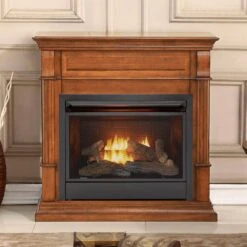 Dual Fuel Ventless Gas Fireplace - 26,000 BTU, T-Stat Control, Apple Spice Finish, Model DFS-300T-3AS -Fire Place Store apple spice duluth forge gas fireplaces 179208 d4 1000